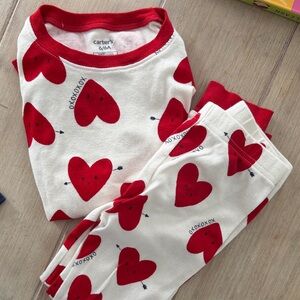 Carter's White and Red Heart Kids Pajama Set